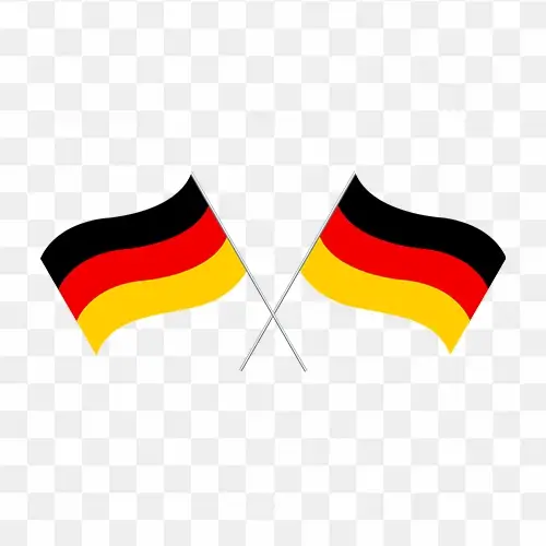 Two waving German flags isolated transparent png
